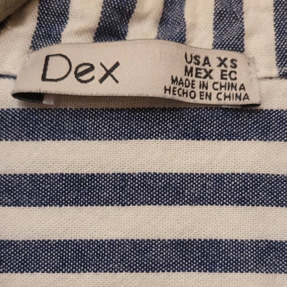 Dex Striped Cotton Shorts Romper with Collar - Picture 6 of 7